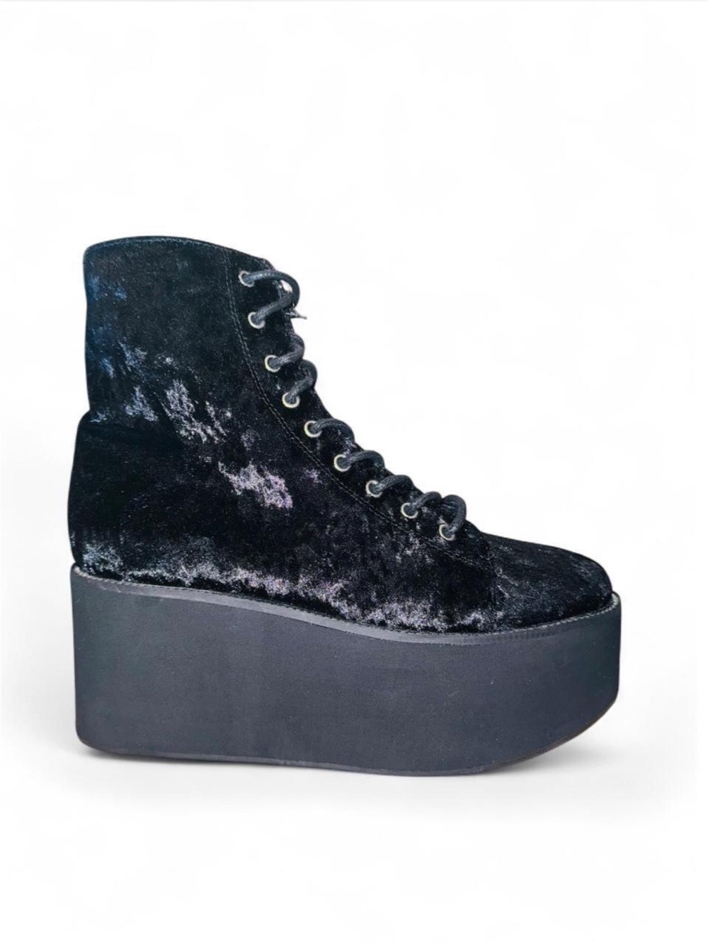 NEW🔥Velvet Platform Lace-Up Boots